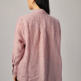The Great Linen Striped Shirt in Strawberry