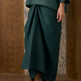 Signature Ramie Knot Skirt in Emerald