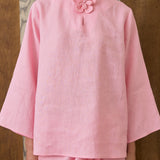 Camille Linen Kedah Top in Flamingo
