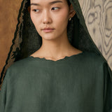 Khalisa Linen Short Head Piece in Evergreen