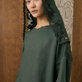 Khalisa Linen Short Head Piece in Evergreen