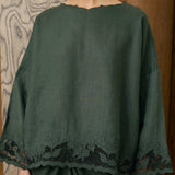 Khalisa Linen Kedah Set in Evergreen