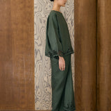 Khalisa Linen Kedah Set in Evergreen