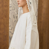 Khalisa Linen Short Head Piece in Porcelain