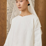 Khalisa Linen Short Head Piece in Porcelain