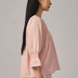 Violette Blouse in Pink Gingham