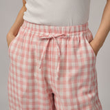 Sunday Barrel Pants in Pink Gingham