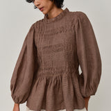 Claudia Linen Blouse in Walnut