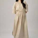 Market Linen Gingham Dress in Ecru