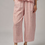 Sunday Barrel Pants in Pink Gingham