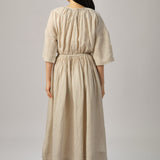 Market Linen Gingham Dress in Ecru