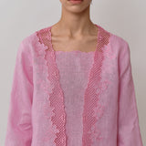 Thalia 2-Piece Linen Blouse in Flamingo