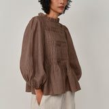 Claudia Linen Blouse in Walnut