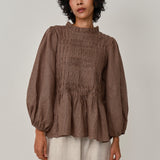 Claudia Linen Blouse in Walnut