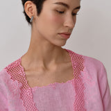 Thalia 2-Piece Linen Blouse in Flamingo