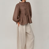 Claudia Linen Blouse in Walnut