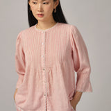 Violette Blouse in Pink Gingham