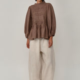 Claudia Linen Blouse in Walnut