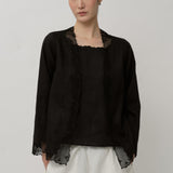 Thalia 2-Piece Linen Blouse in Noir