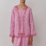 Thalia 2-Piece Linen Blouse in Flamingo