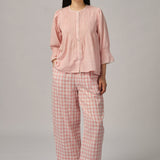 Sunday Barrel Pants in Pink Gingham