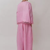 Thalia 2-Piece Linen Blouse in Flamingo