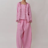 Thalia 2-Piece Linen Blouse in Flamingo