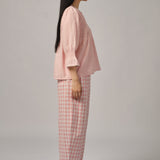 Sunday Barrel Pants in Pink Gingham