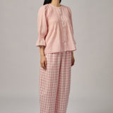 Sunday Barrel Pants in Pink Gingham