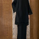Khalisa Linen Kurung Set in Noir