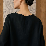 Khalisa Linen Kurung Set in Noir