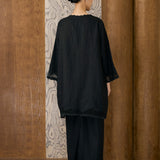 Khalisa Linen Kurung Set in Noir