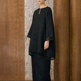 Khalisa Linen Kurung Set in Noir