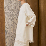 Khalisa Linen Kurung Set in Chantilly