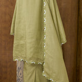 Serene Ramie Kurung Set with Selendang in Matcha