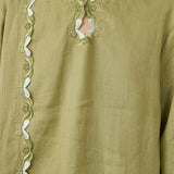 Serene Ramie Kurung Set with Selendang in Matcha