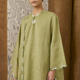 Serene Ramie Kurung Set with Selendang in Matcha