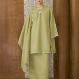 Serene Ramie Kurung Set with Selendang in Matcha