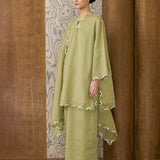 Serene Ramie Kurung Set with Selendang in Matcha