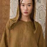 Khalisa Linen Short Head Piece in Olive