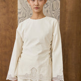 Lennox Poplin Top in Chantilly