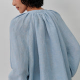 Lake Long Sleeve Linen Shirt in Cornflower
