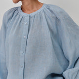 Lake Long Sleeve Linen Shirt in Cornflower