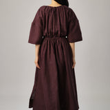 Market Linen Gingham Dress in Plum