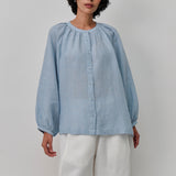 Lake Long Sleeve Linen Shirt in Cornflower