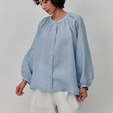 Lake Long Sleeve Linen Shirt in Cornflower