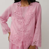 Colette 2-Piece Linen Blouse in Flamingo