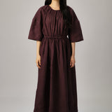 Market Linen Gingham Dress in Plum