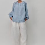 Lake Long Sleeve Linen Shirt in Cornflower