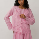 Colette 2-Piece Linen Blouse in Flamingo